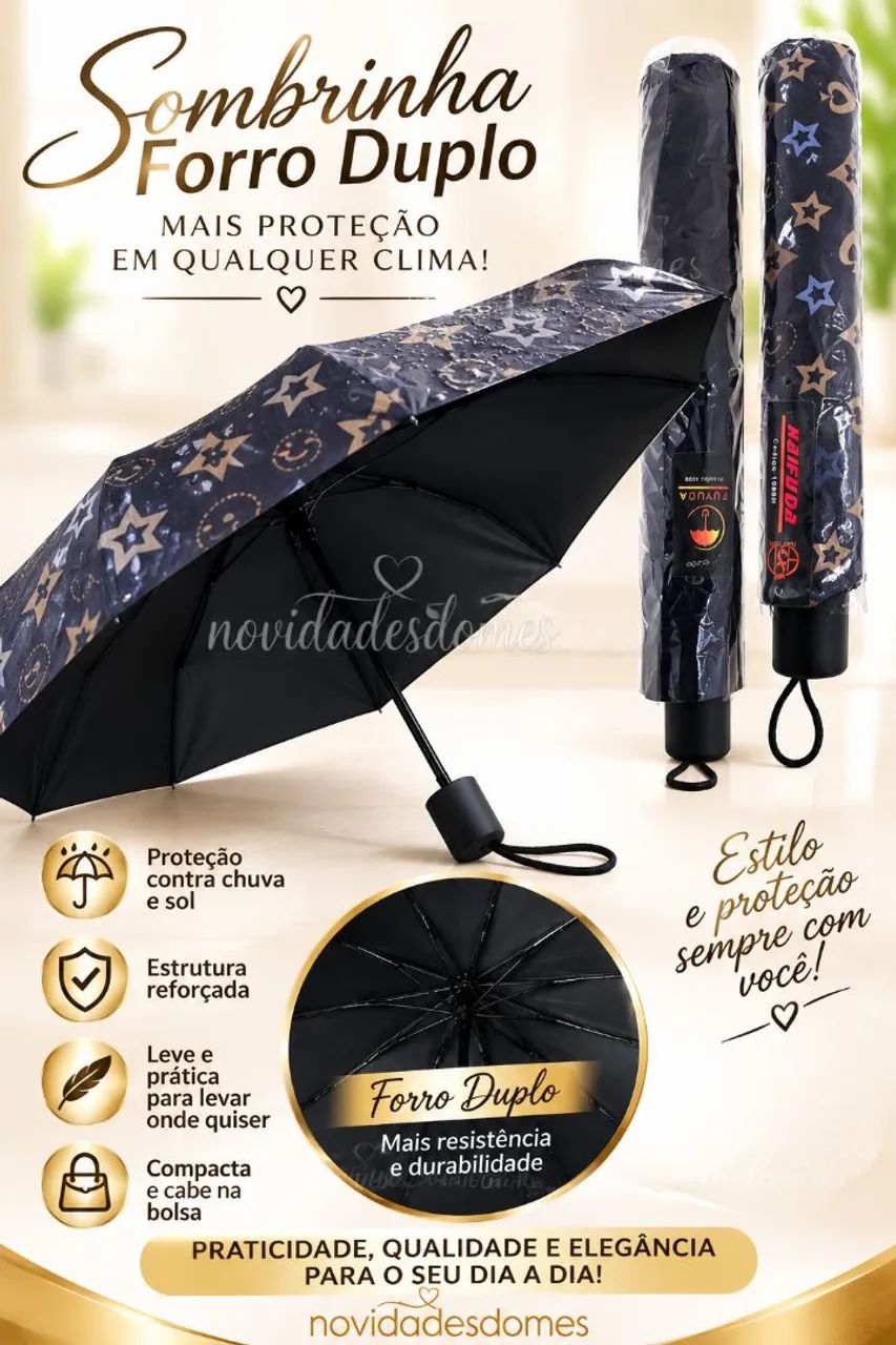 SOMBRINHAS FORRO DUPLO E BLACK-OUT PARA CHUVA  - Foto 2