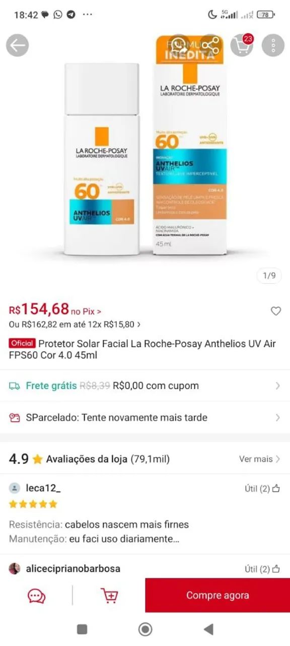QUEIMA DE ESTOQUE PROTETOR LA ROCHE Q - Foto 2
