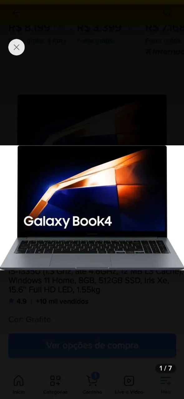 Notebook Samsung Galaxy Book4 Intel