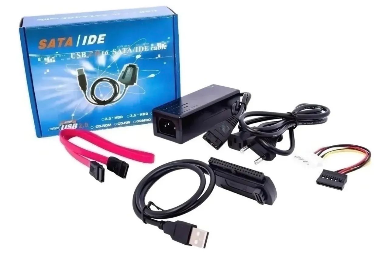 Kit Adaptador Sata Ide Cabo Usb 2.0 Hd Conversor