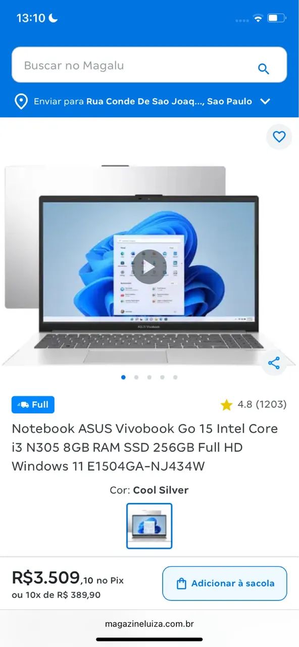Notebook Assus zerado 