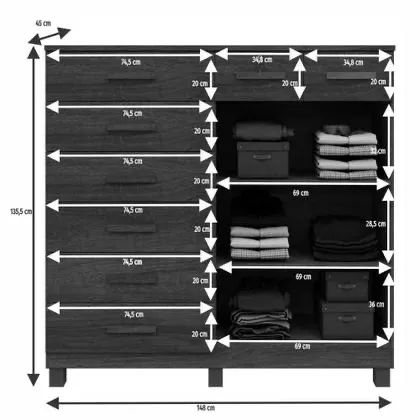 Comoda Paris Quarto Com 5 Gavetas E 1 Porta Ripada / pronta entrega  - Foto 4