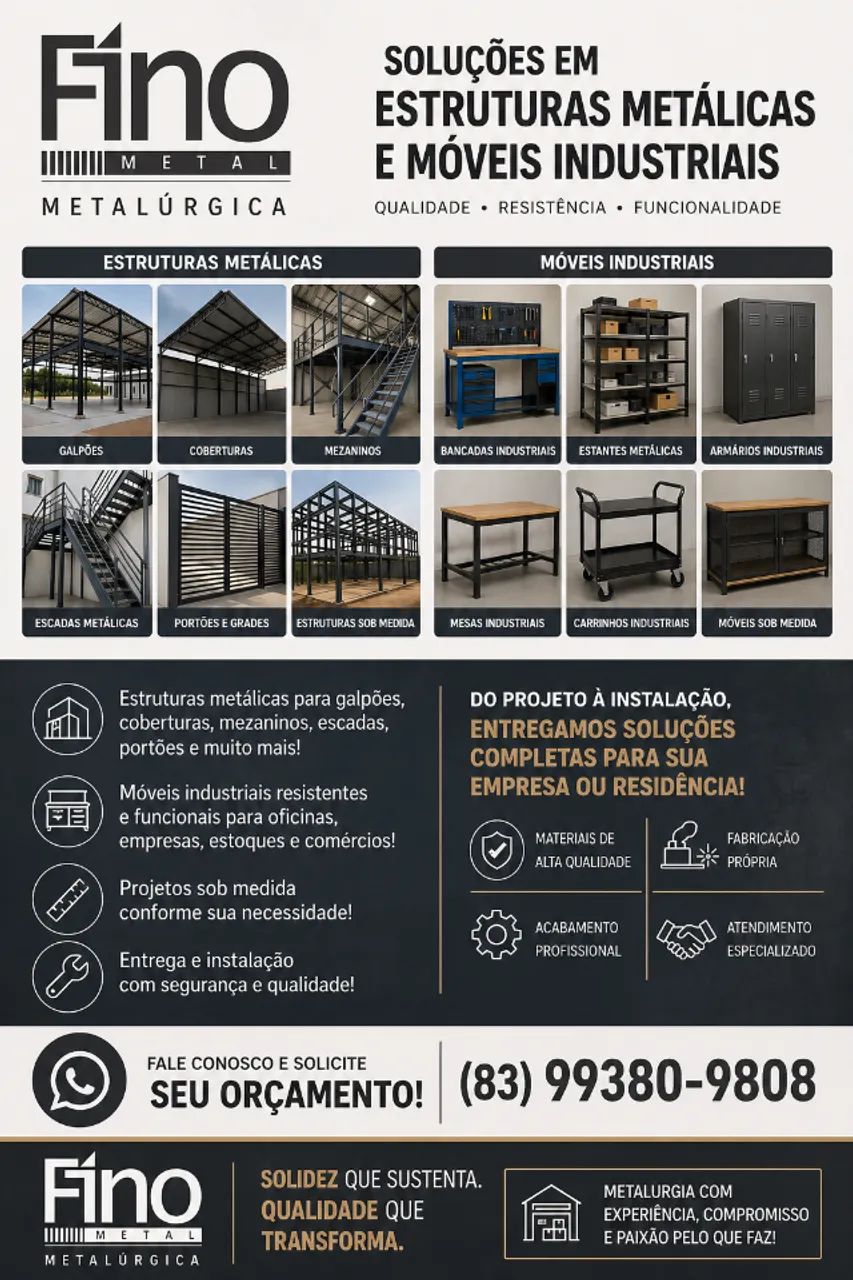 Estruturas metálicas e fabricação de móveis industrial