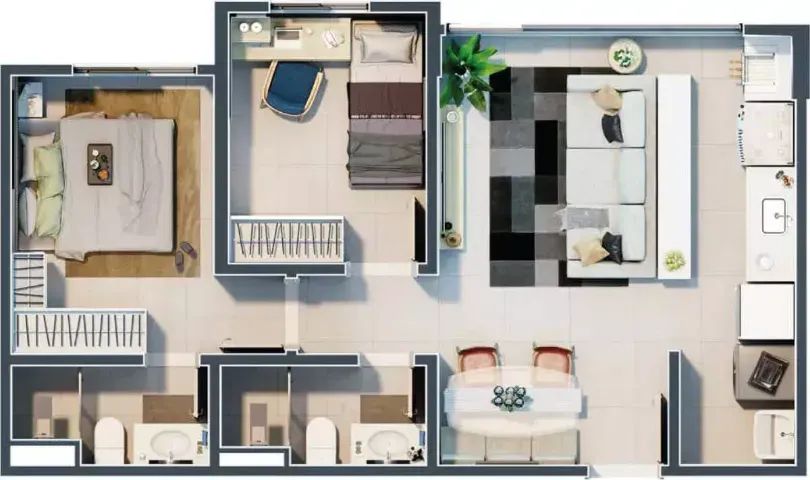 Apt 2/4 2 banheiros 53mts - Vila Rosa   - Foto 3