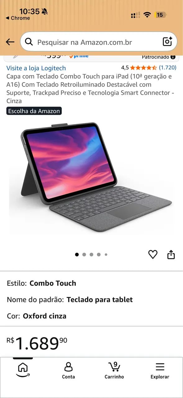 Case teclado logitech combo touch ipad 10 geração e A16 - Foto 5