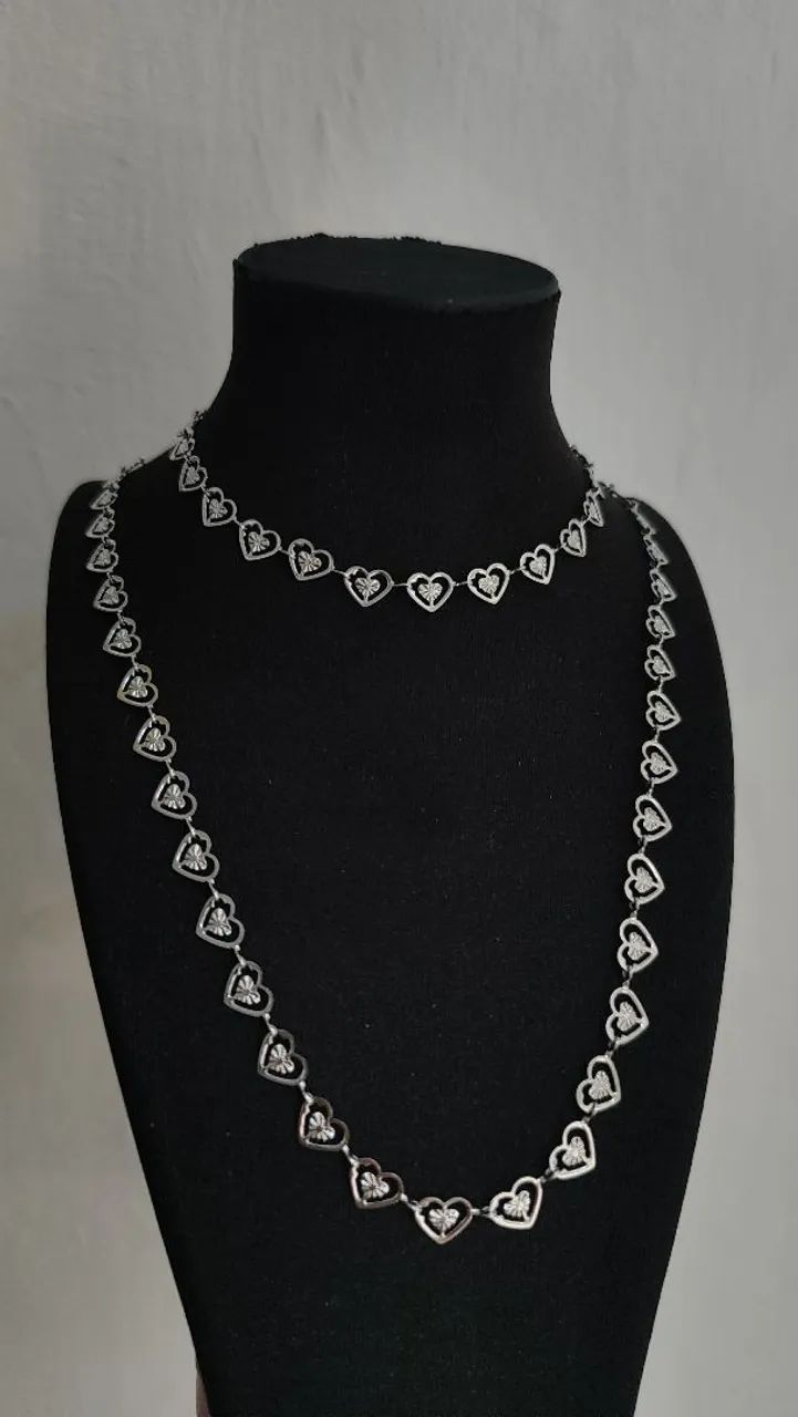 Conjunto colar e pulseira de coração em aço inoxidável  - Foto 3