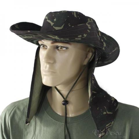 Chapéu de Pano com protetor Camuflado ou Cores Lisas