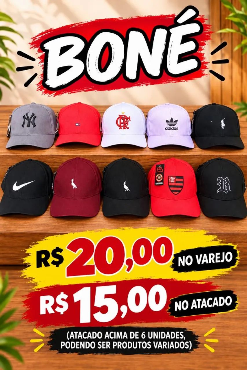 Boné (15 reais no atacado)