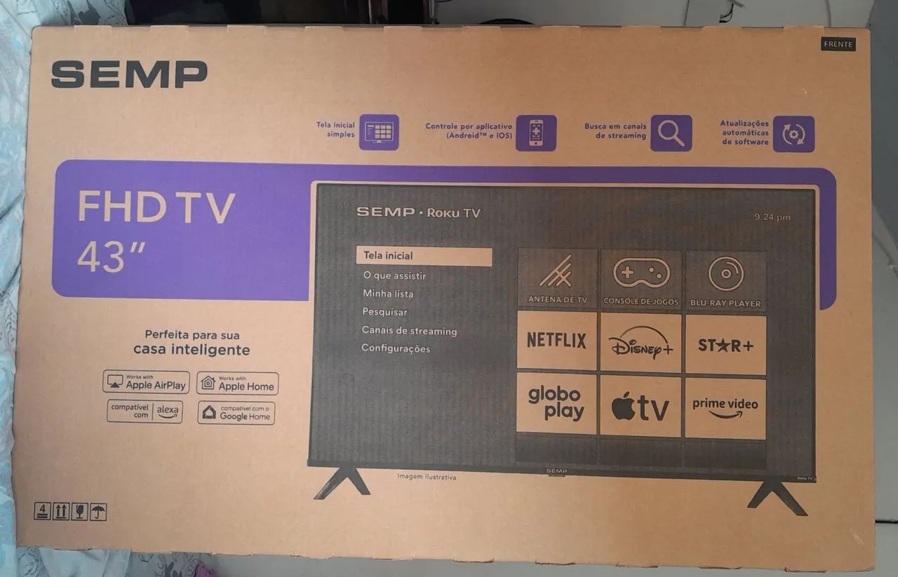 Um TV semi-nova, semp 43 polegadas por R$ 900,00