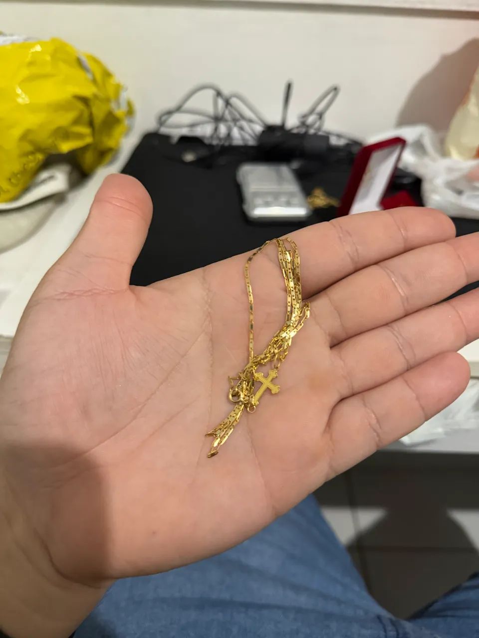 Corrente piastrine de ouro 18 - Foto 3