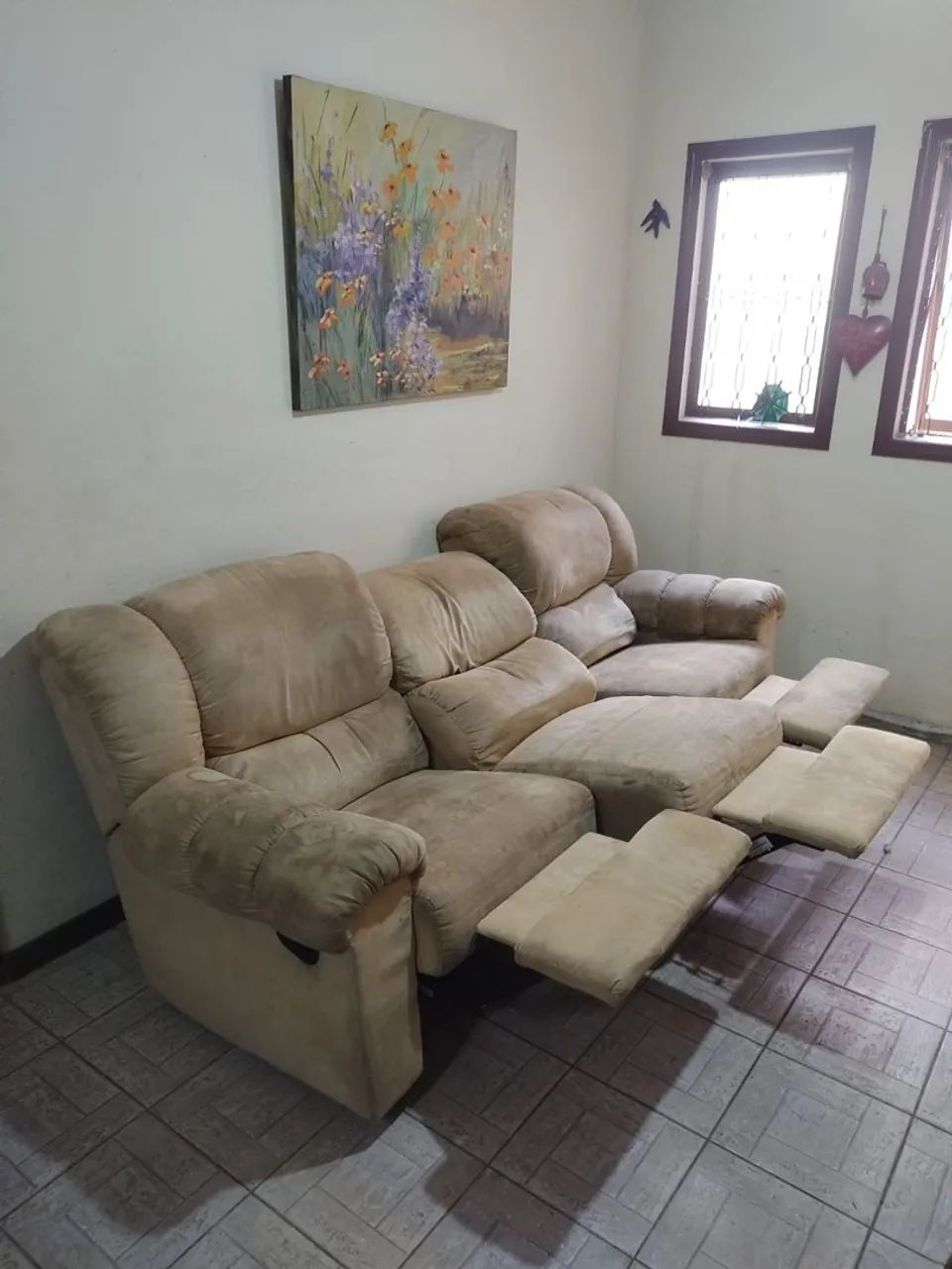 Sofá reciclável bege 3 lugares  - Foto 2