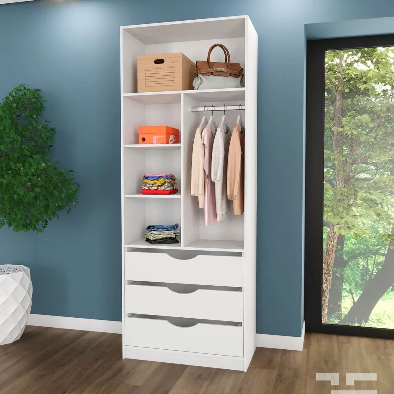 Closet em mdf com gavetas nichos em mdf9