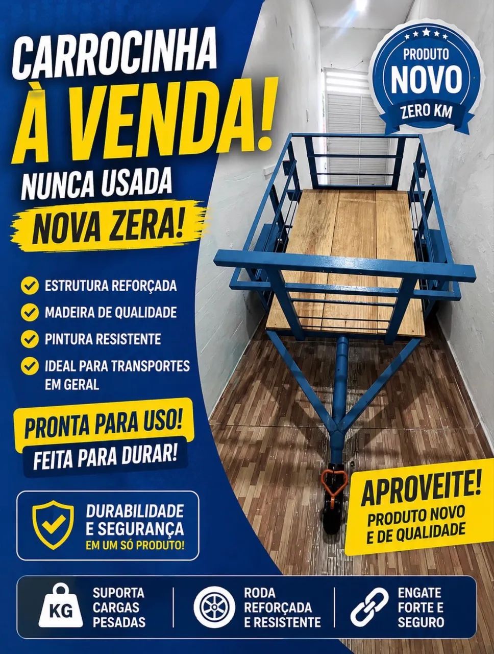 CARROCINHA REBOQUE NOVA - NUNCA USADA! ?