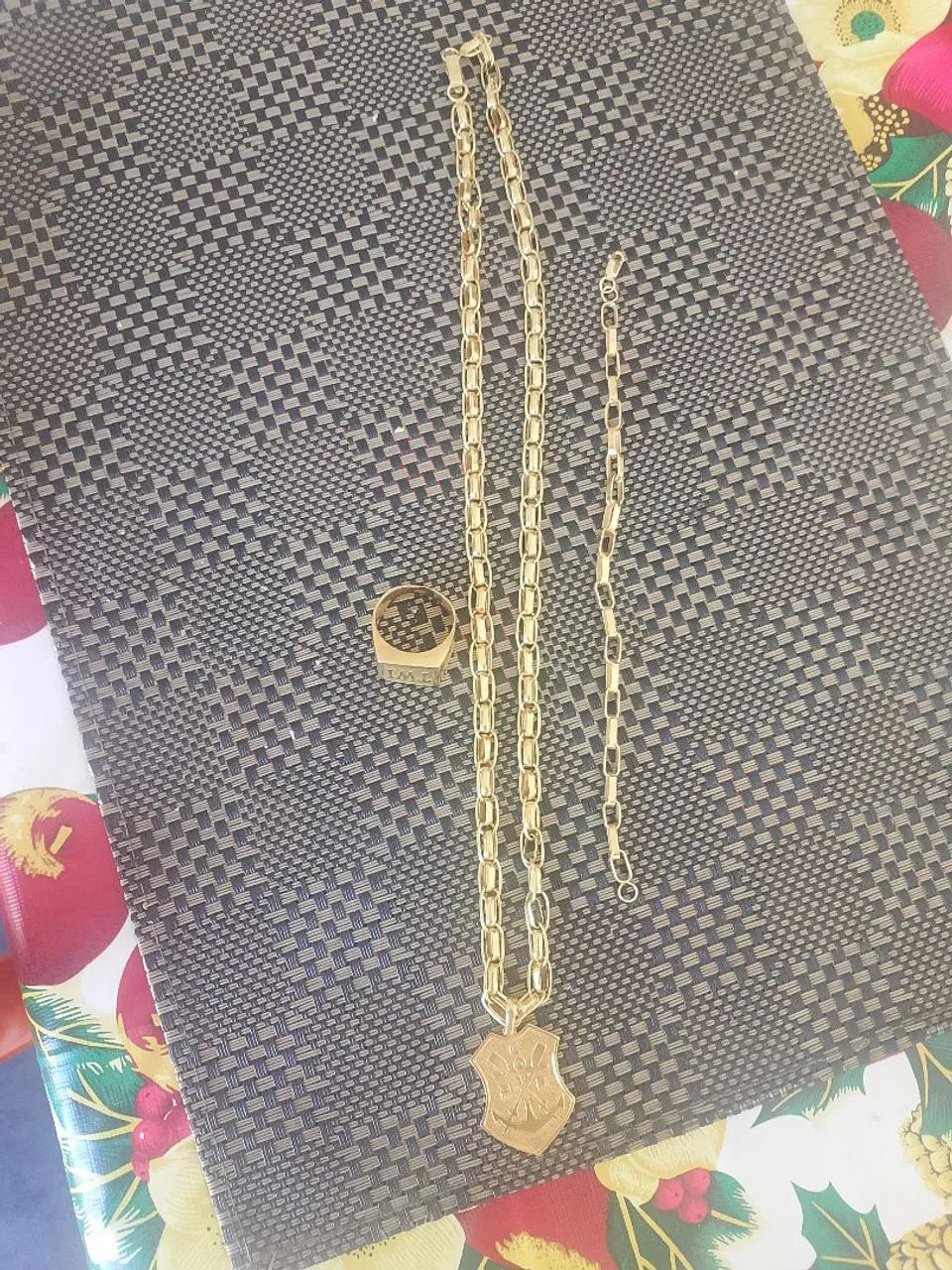 Cordão e anel prata banhada a ouro - Foto 2
