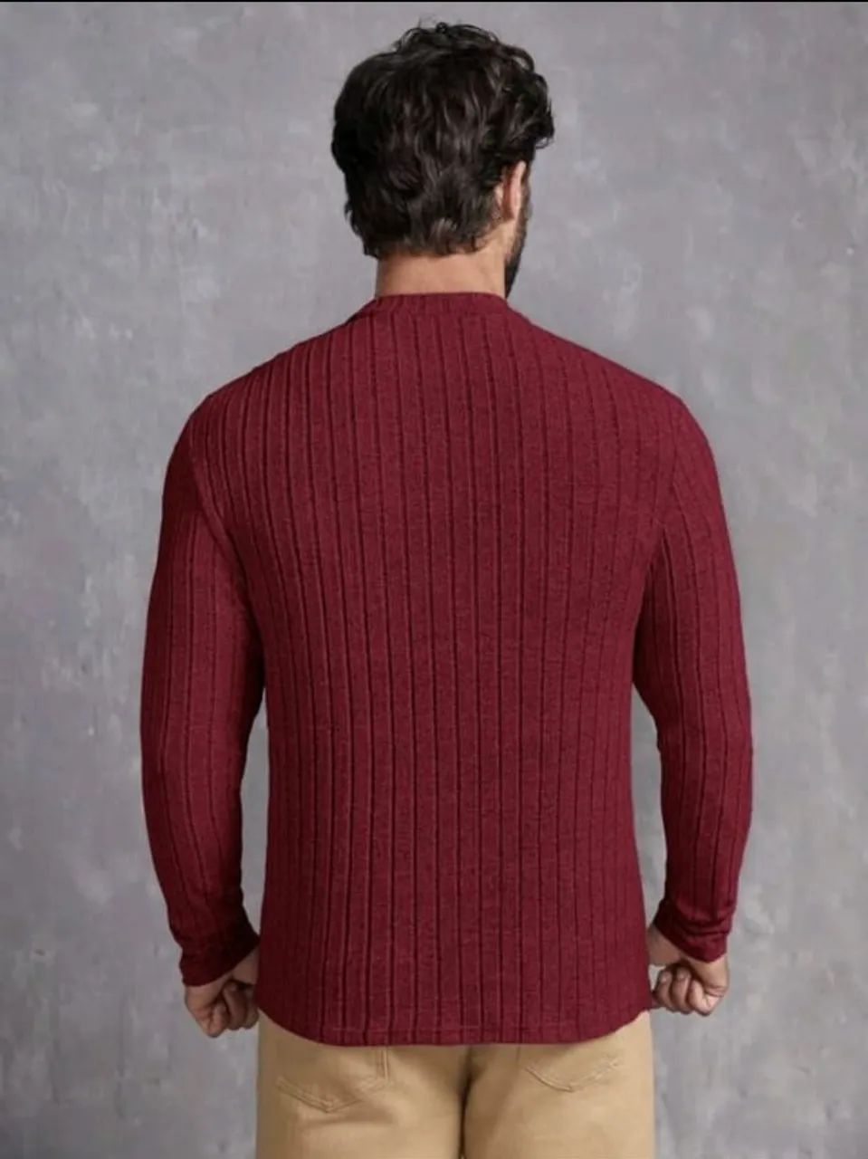 Camiseta com Nervuras Vinho Manfinity - Foto 2