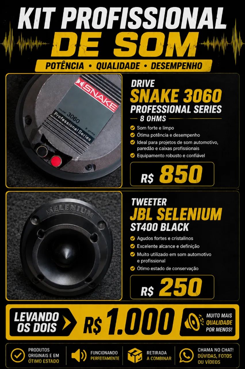 Drive Jarrao Snake 3060 3 polegadas + JBL ST400 black edition