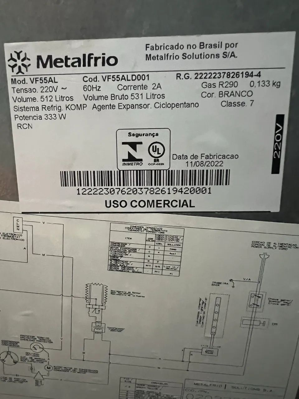 Refrigerador Expositor Vertical Metalfrio 531 Litros VF55AL 220v