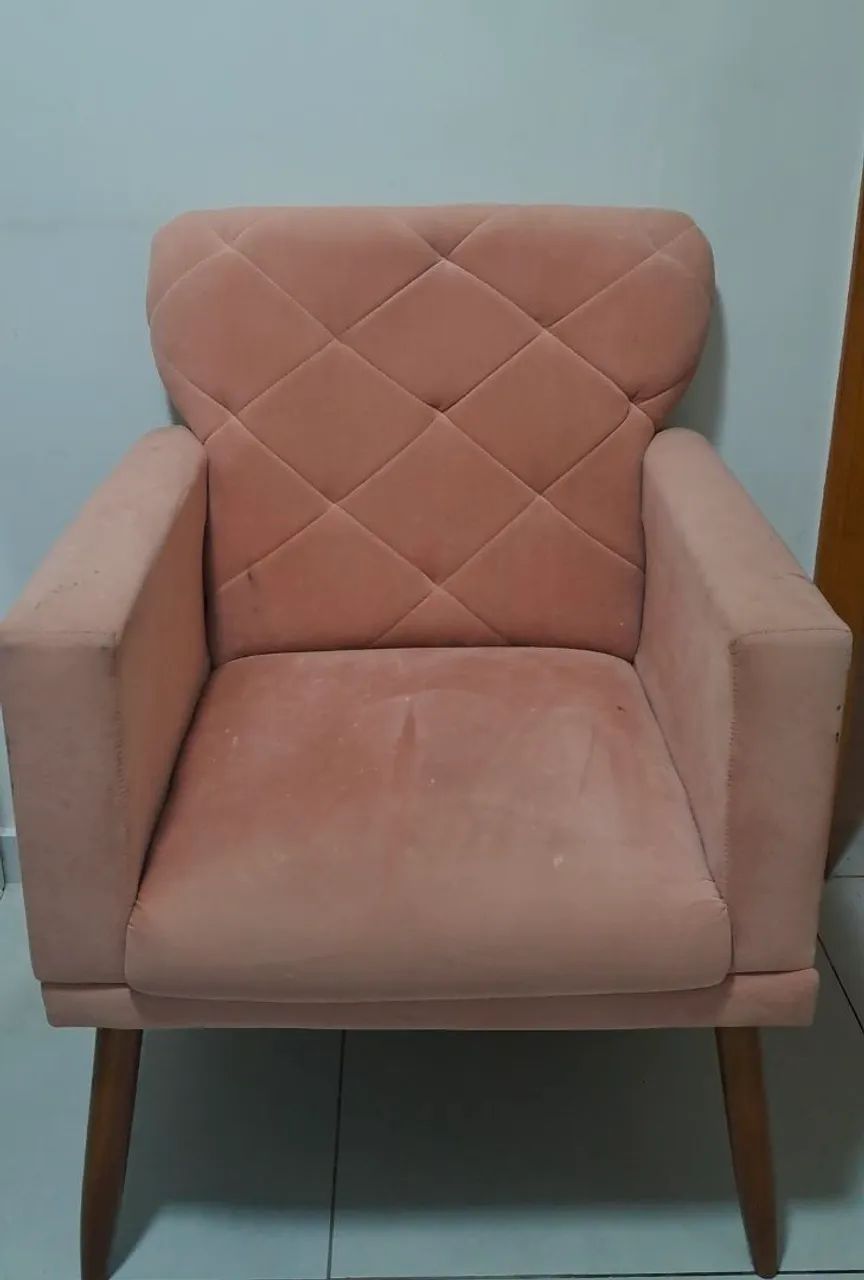 Poltrona Cadeira Suede Rosa