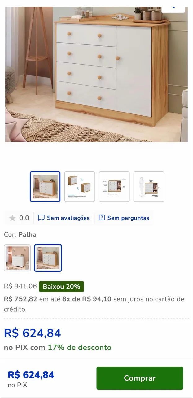 Cômoda infantil 4 gavetas 1 porta  - Foto 5