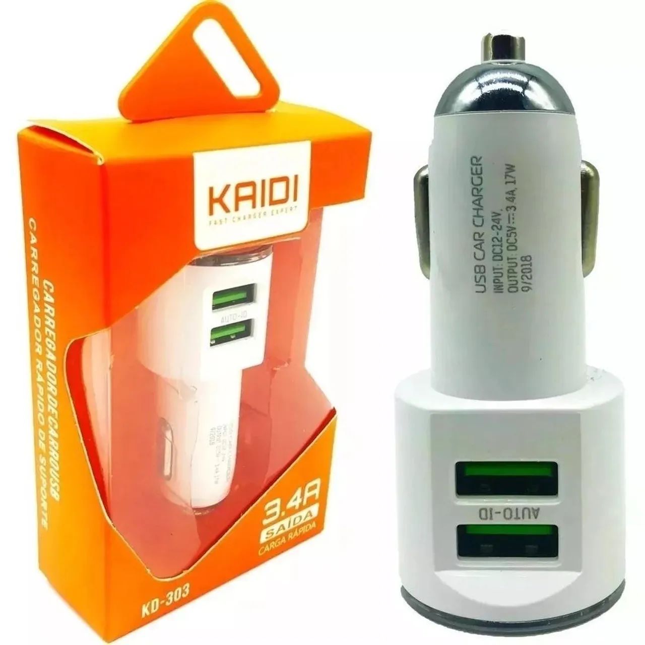 Carregador Veicular Kaidi 2.4A + Cabo Micro USB - Novo - Foto 2