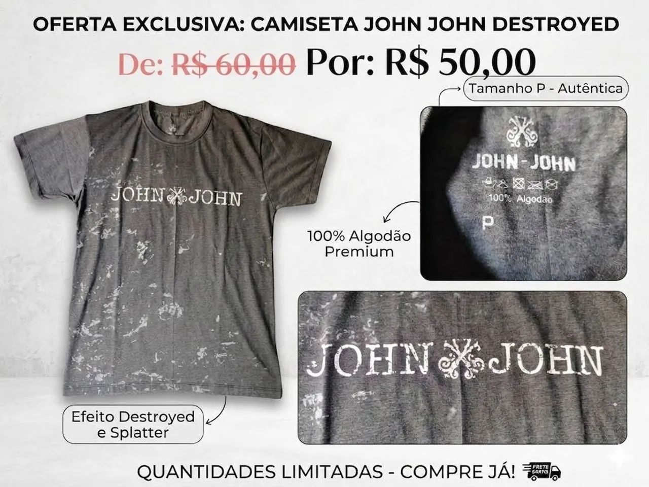 Camiseta John John Destroyed - Foto 4