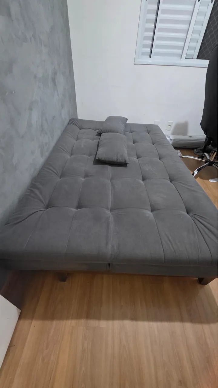 Sofá-Cama Casal Cinza Retrátil/Reclinável - Foto 3