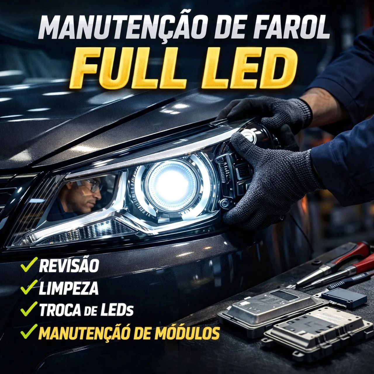 Manutenção de farol Full Led e módulo 