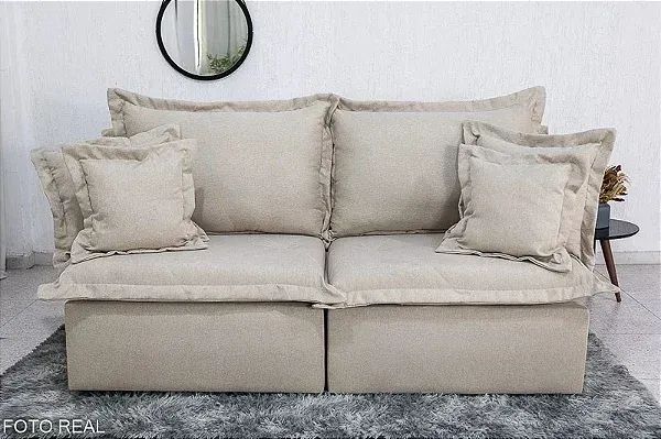 Sofá Cama 3 Lugares Linho Conforto Total - Foto 2