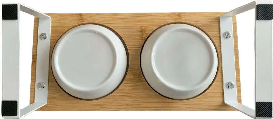 Comedouro Duplo Elevado de Cerâmica Meau Clássico para Cães e Gatos - Foto 3