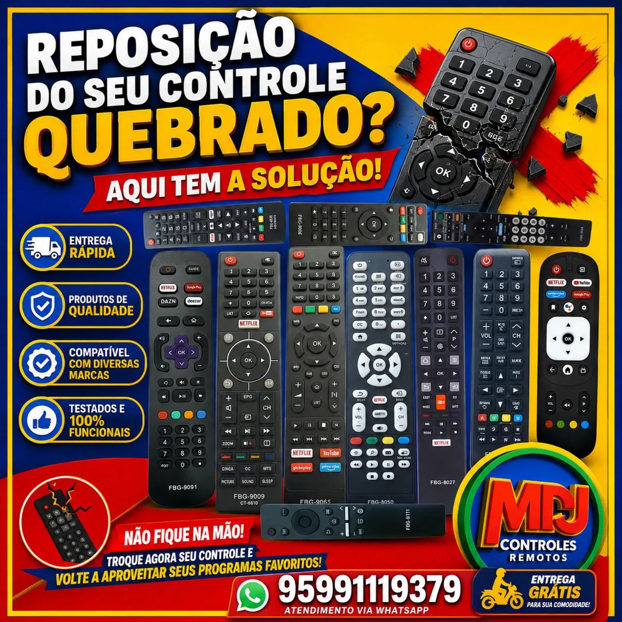 Controles pra reposição de tv 