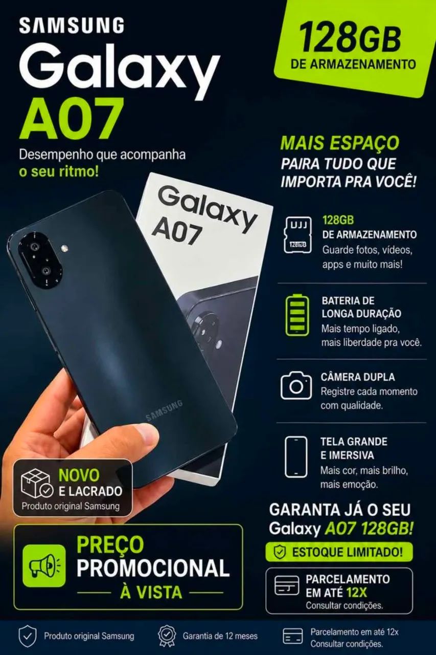 Samsung Galaxy A07 novo lacrado