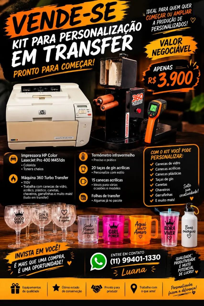 Kit Completo Para Personalizar Brindes