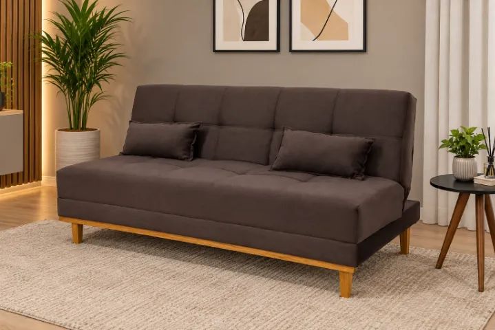 Sofá cama cinza novo de fabrica 