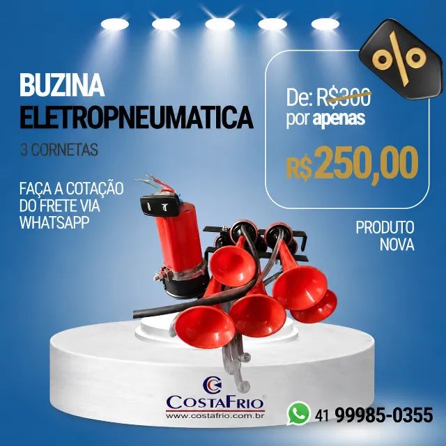 *Buzina Eletropneumática 5 Cornetas - Nova | Som Potente*