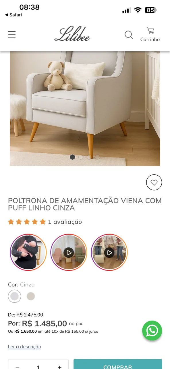 Poltrona / Cadeira amamentação fixa  - Foto 4