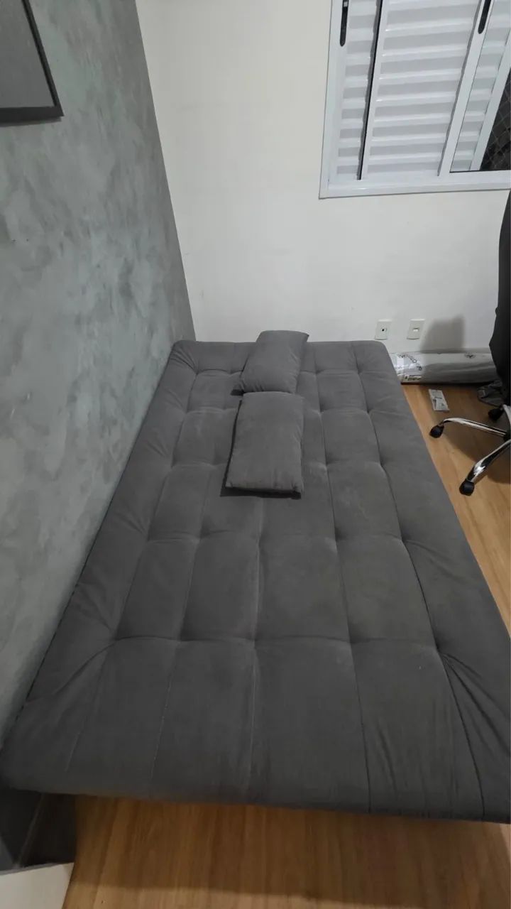 Sofá-Cama Casal Cinza Retrátil/Reclinável - Foto 4