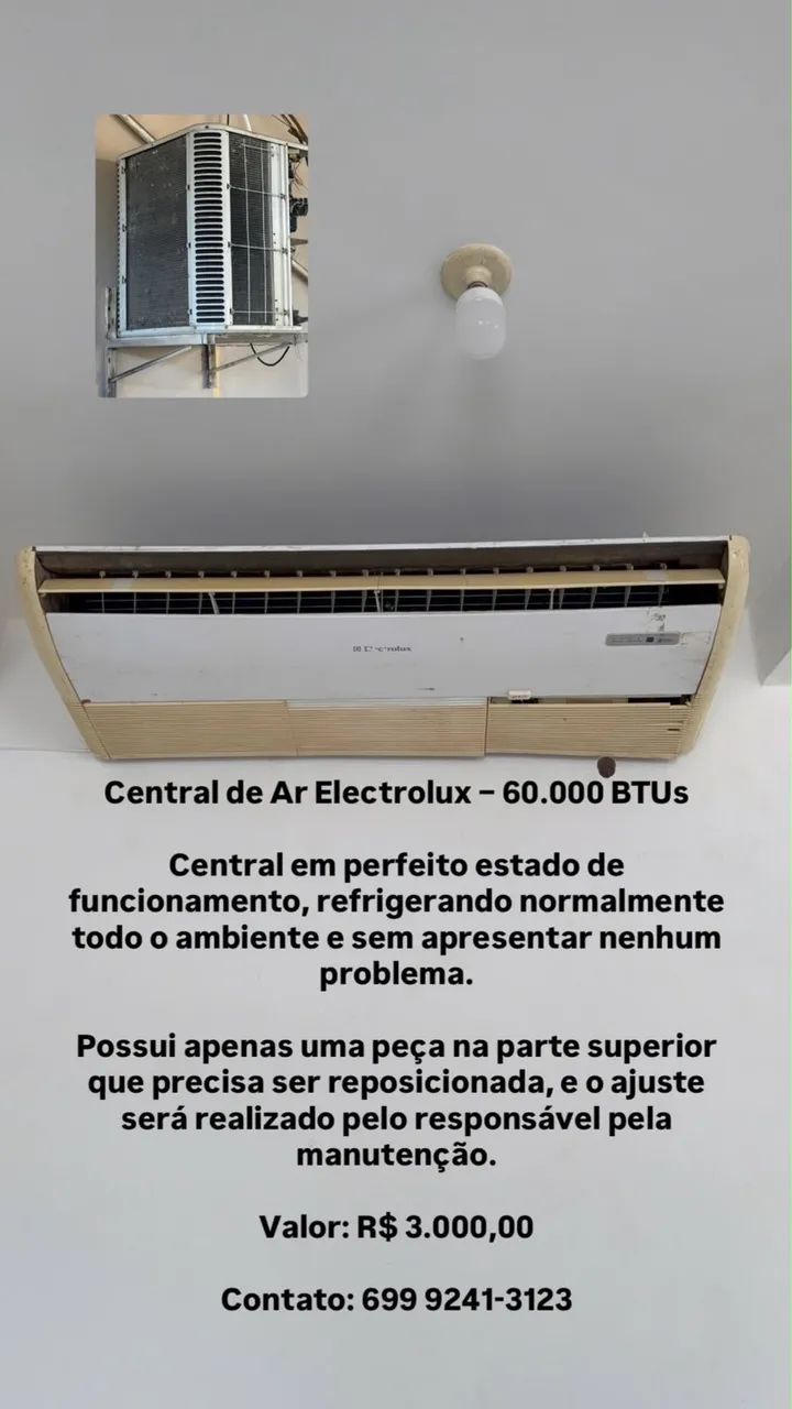 CENTRAL DE AR ELECTROLUX  60.000 BTUs