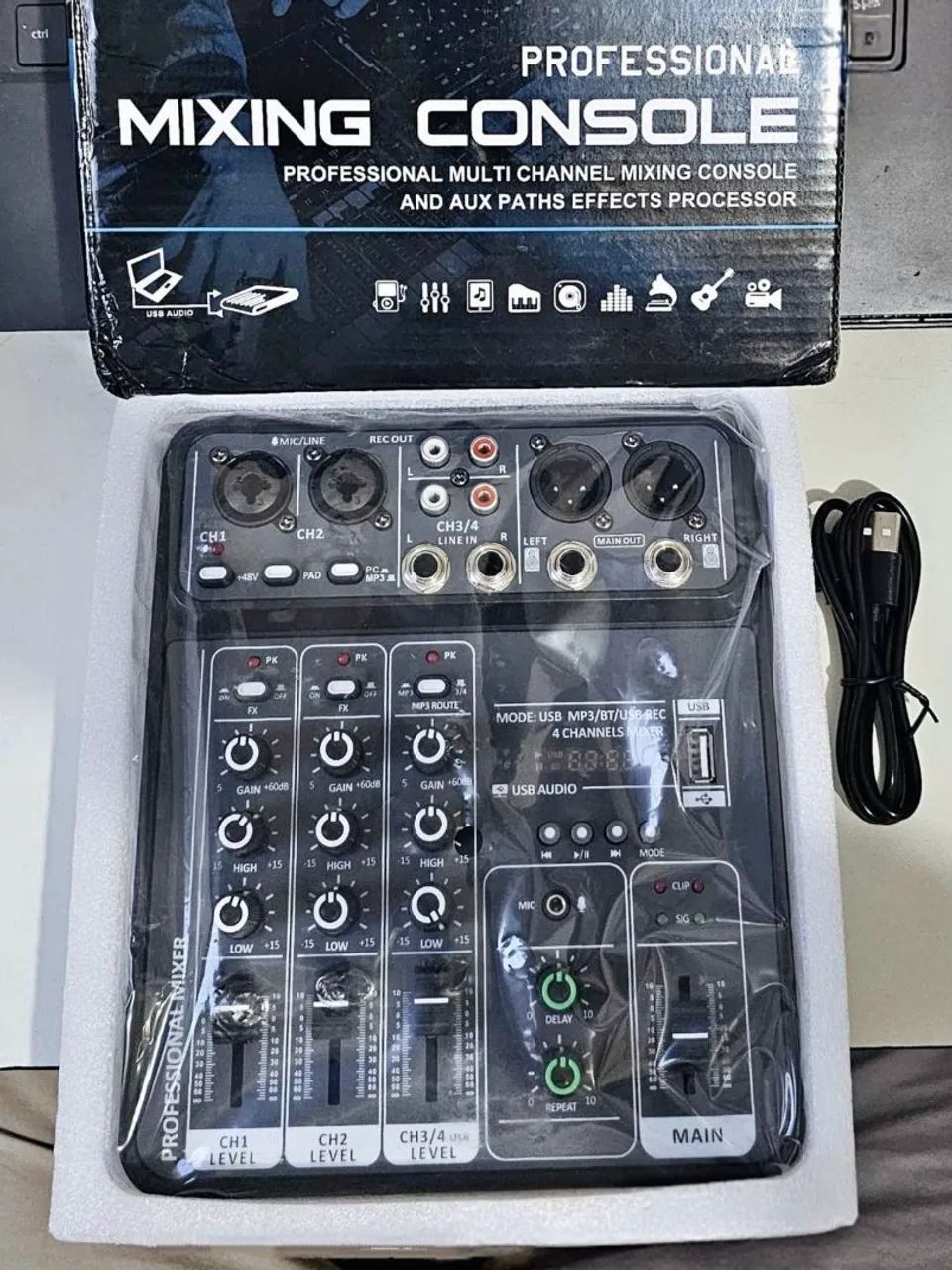 Mesa de som Bluetooth e USB 4 canais  - Foto 3