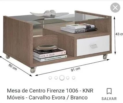 Mesa de Centro Moderna com Tampo de Vidro e Rodízios (FIRENZE) - Foto 3