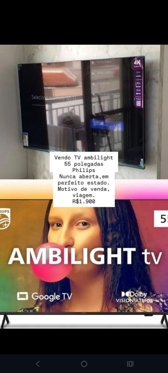 Vendo TV 55 polegadas Phillips 