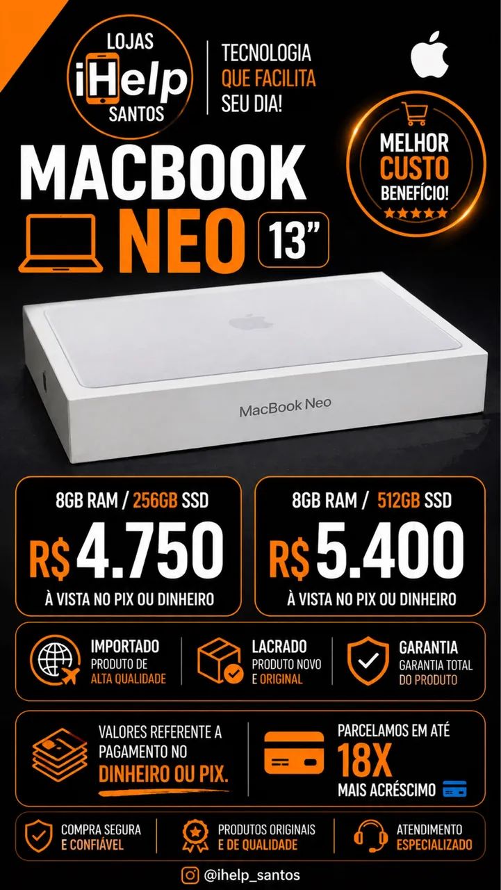 MACBOOK NEO 256 Gb / 512 GB - Notebooks - Gonzaga, Santos