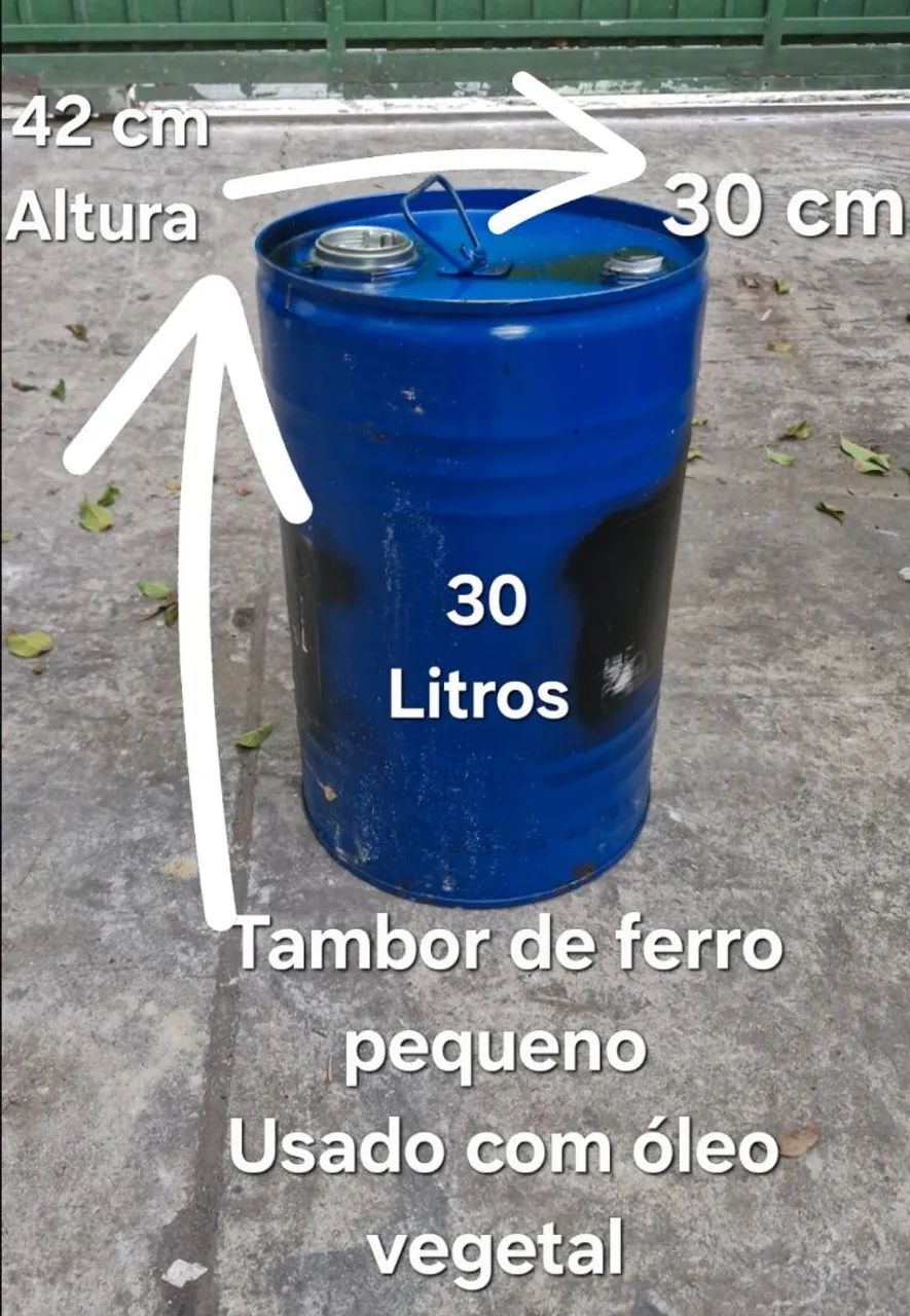 Barril tambor de ferro 30 litros usados tampa fixa 