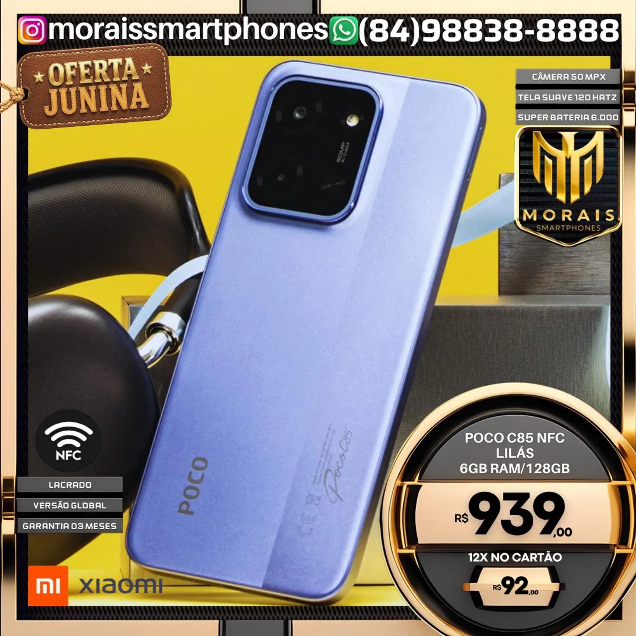 Poco M7 5G - Azul, Preto, Titanium - 256GB | 8GB RAM - LACRADO