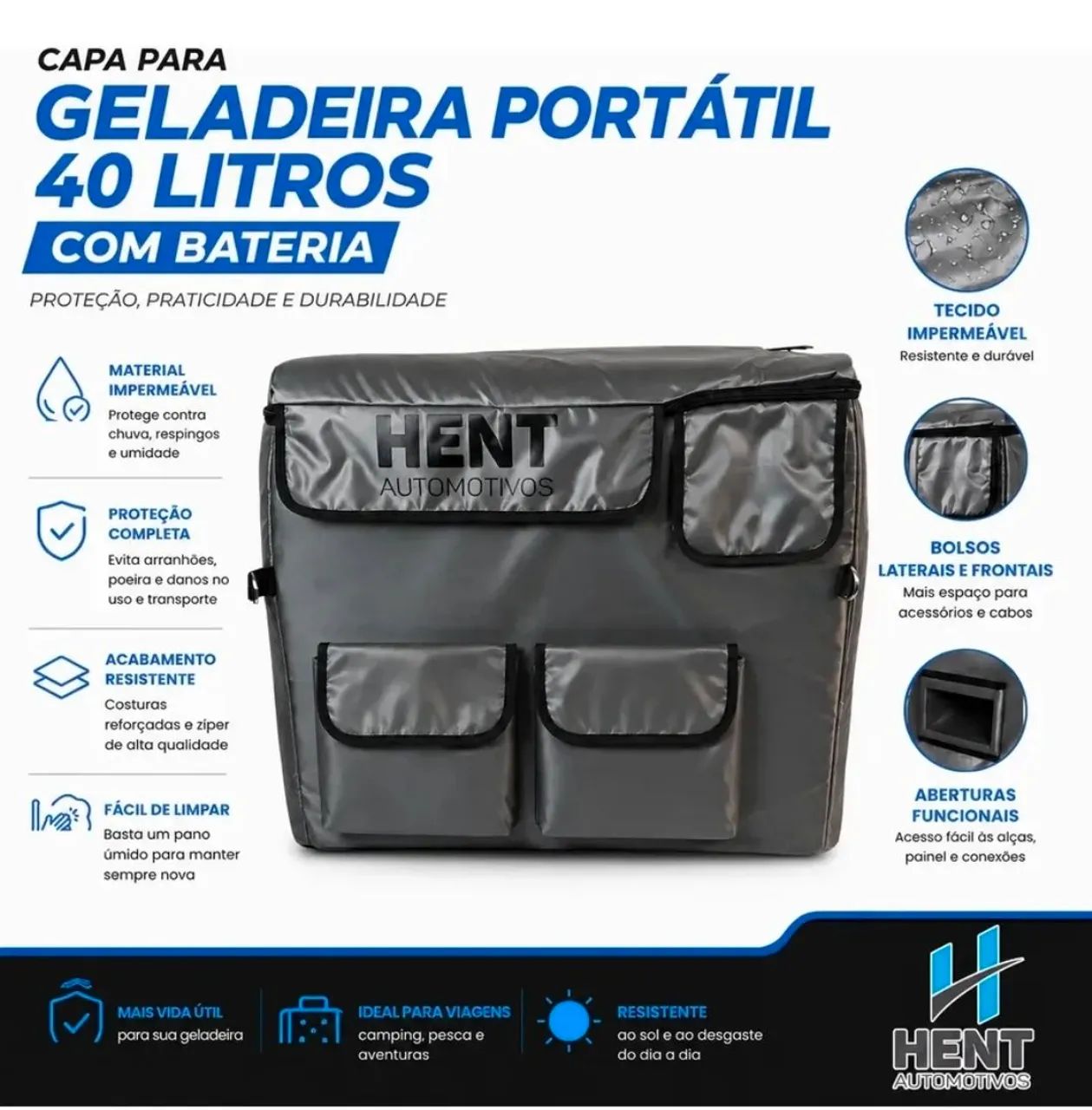 Capa térmica de geladeira portátil ECX-40L EC-40L hent automotivos (62)9.9684_5678
