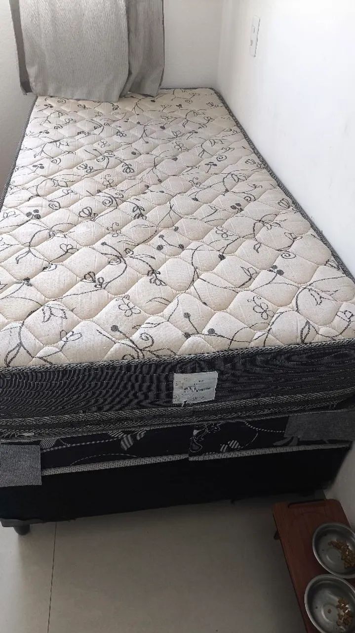 Cama solteiro box com colchão 