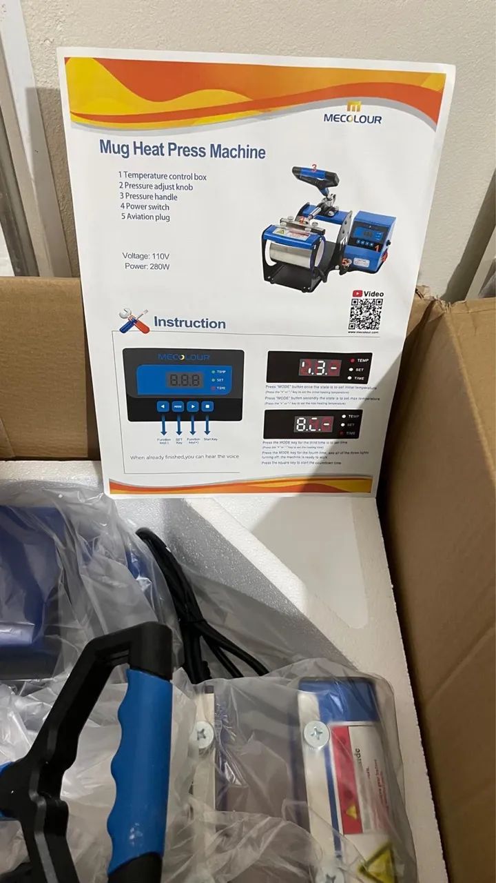 Prensa Térmica para Canecas, 6 canecas brancas e papel para sublimação - NOVA - Foto 2
