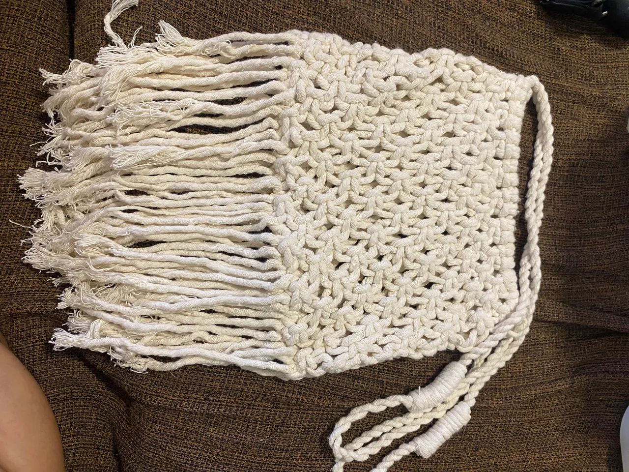 Maxi bolsa Macramê 100% algodão cru artesanal 