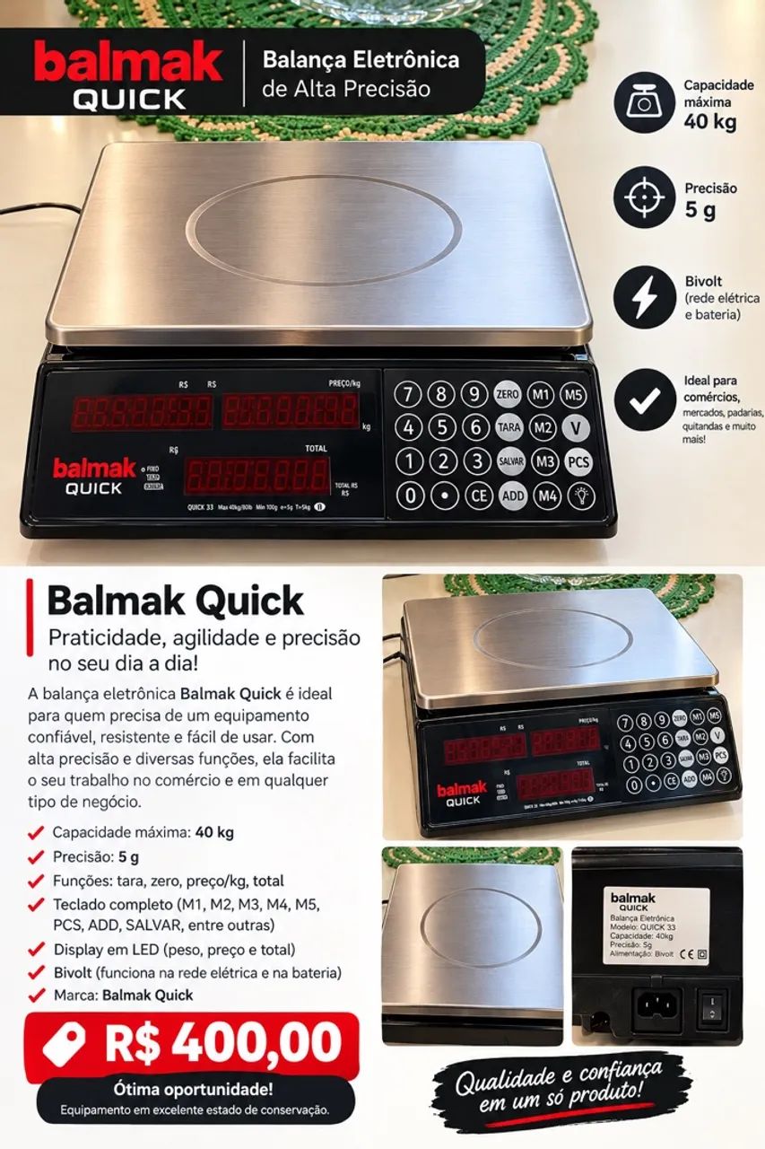 BALANÇA ELETRÔNICA BALMAK QUICK 