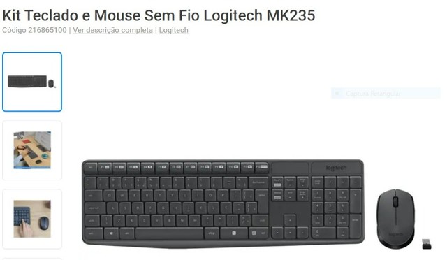 Kit de teclado/mouse duráveis e sem fio  Logitech MK235 NOVO