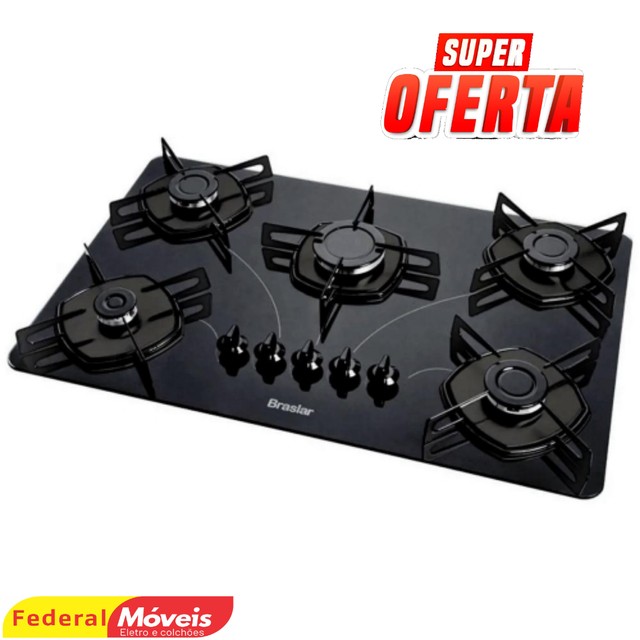 Fogão Cooktop 5 Bocas Braslar Novo na Caixa - Temos Crediário 